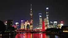 Urban City View With Modern Buildings In Shanghai, China, Asia.