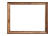 Wooden oak landscape brown  picture frame with an empty blank canvas for use as a border, png file cut out and isolated on a transparent background, computer Generative AI stock illustration 