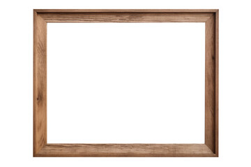 Wooden oak landscape brown  picture frame with an empty blank canvas for use as a border, png file cut out and isolated on a transparent background, computer Generative AI stock illustration 