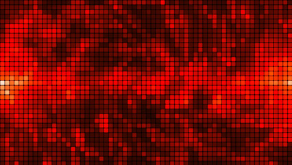 Wall Mural - Red mosaic background in technology concept. Abstract red LED squares. Technology digital square red color background. Red pixel grid background. 3D rendering