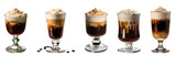 Set of Coffee with cream, Irish coffee cocktail, Isolated on Transparent Background, PNG
