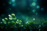 Clower leaves with sparkles and depth of field, St Patrick's day background. High quality photo