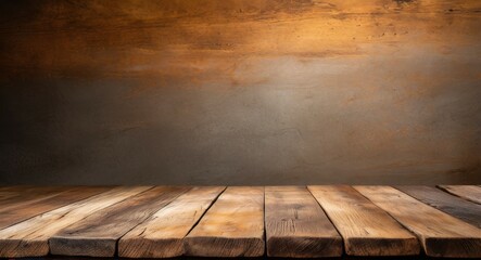 Poster - Empty old wooden shelf/table background with copy space for text, design or to exhibit product