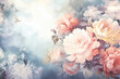 dusty muted and light painting of a rococo flower bouquet background