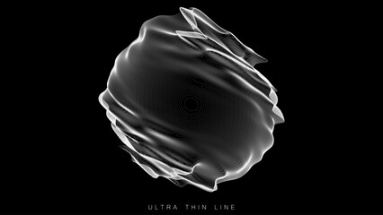 Wall Mural - distorted line spheres. vector thin line glitch geometry.