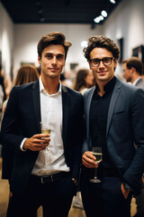 Wall Mural - Sophisticated male guests in a suits at vernissage