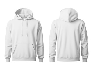 Wall Mural - Blank White Hoodie Front and Back View Mockup Isolated on Transparent Background