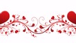Bold Red and White Valentine Border with Heart Patterns and Elegant Flourishes