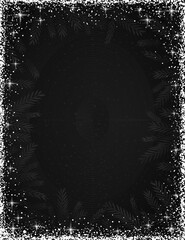 Wall Mural - black christmas background with white snowflakes and branches from a christmas tree. happy new year 
