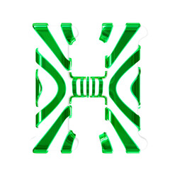 White symbol with green thin straps. letter h