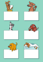 Poster - cartoon dogs and puppies with blank cards design set