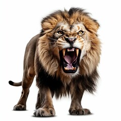 Sticker - Majestic Lion Roaring Isolated on White. Generative ai