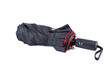 © svdolgov - Folded umbrella with black top and red bottom on a white background.