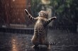 © RealPeopleStudio - Cat dancing in the rain, concept of Feline precipitation