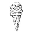 Ice cream cone vintage vector sketch illustration 