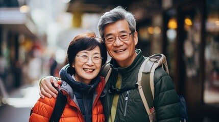 Wall Mural - Portrait Korean Mature couple handsome and beauty outdoor travel