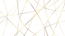 Asymmetrical Texture With Random Chaotic Lines. Chaotic Pattern For Your Amazing Design. Golden Abstract Geometric Pattern. Vector Illustration