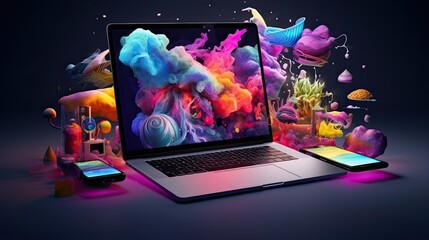 Wall Mural - Creative visual of software and app for gadget applications. User experience Design concept.