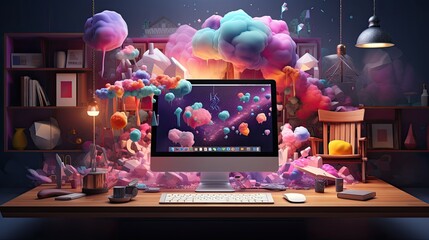 Wall Mural - Creative visual of software and app for gadget applications. User experience Design concept.