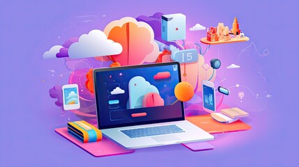 Wall Mural - Creative visual of software and app for gadget applications. User experience Design concept.