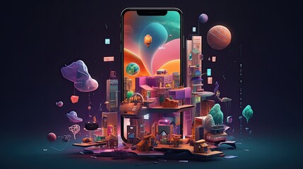 Wall Mural - Creative visual of software and app for gadget applications. User experience Design concept.