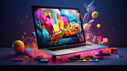 Wall Mural - Creative visual of software and app for gadget applications. User experience Design concept.