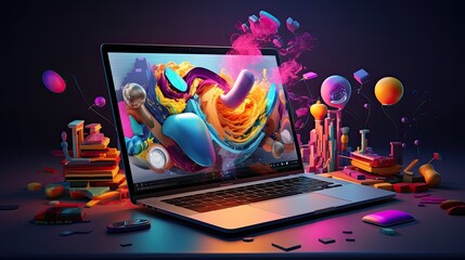 Wall Mural - Creative visual of software and app for gadget applications. User experience Design concept.