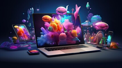 Wall Mural - Creative visual of software and app for gadget applications. User experience Design concept.