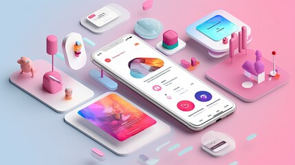 Wall Mural - Creative visual of software and app for gadget applications. User experience Design concept.