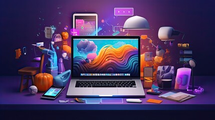 Creative visual of software and app for gadget applications. User experience Design concept.