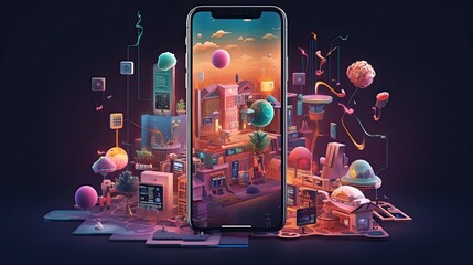 Wall Mural - Creative visual of software and app for gadget applications. User experience Design concept.