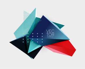 Wall Mural - Vector 3d triangles geometric abstract background