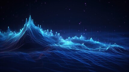 Wall Mural - Abstract flowing blue digital wave big data background