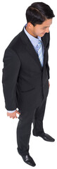 Sticker - Digital png photo of happy biracial businessman standing on transparent background