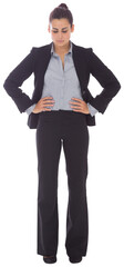 Sticker - Digital png photo of serious caucasian businesswoman looking down on transparent background