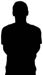 Sticker - Digital png illustration of silhouette of sportsman on transparent background