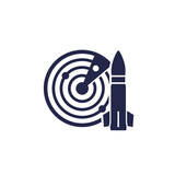 Fototapeta  - radar, ballistic missile detection icon on white