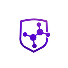 Poster - shield and molecule icon on white