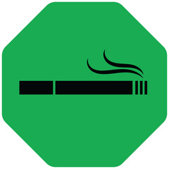 Digital png illustration of green sign with cigarette on transparent background