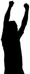 Canvas Print - Digital png illustration of silhouette of sportsman with hands up on transparent background