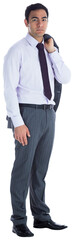 Wall Mural - Digital png photo of serious biracial businessman looking on camera on transparent background