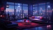 © anis rohayati - Modern living room apartment background wallpaper ai generated image