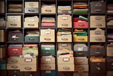 Fototapeta  - Photo of a well-organized file cabinet filled with documents. Generative AI