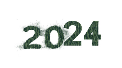 Poster - 2024 new year greeting card vector template, social media banner design Merry Christmas with congratulations Numbers with realistic illustrations on transparent background. Isolated.
