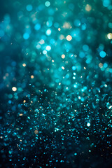 Wall Mural - Beautiful Teal Color Defocused Lights Bokeh Abstract Background