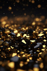 Wall Mural - Beautiful Black and Gold Defocused Lights Bokeh Abstract Background