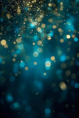 Wall Mural - Beautiful Teal Color Defocused Lights Bokeh Abstract Background