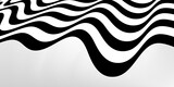 Fototapeta  - Black on white abstract perspective line stripes with 3d dimensional effect isolated on white background. vector eps 10