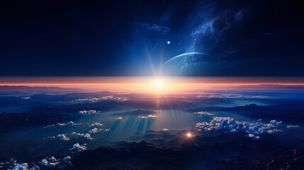 Wall Mural - View of the Beautiful Beautiful Planet from Outer Space