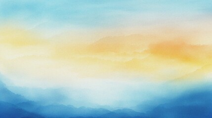 watercolor painting of abstract ocean horizon sunset background template